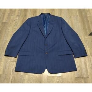 GS Perfect Fit Blazer Sport Coat Men's Size 52L Royal Blue Plaid Two Button EUC
